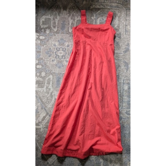 Pact Organic Maxi Dress Womens Medium Fit & Flare Orange 100% Cotton Smocked - Picture 1 of 14